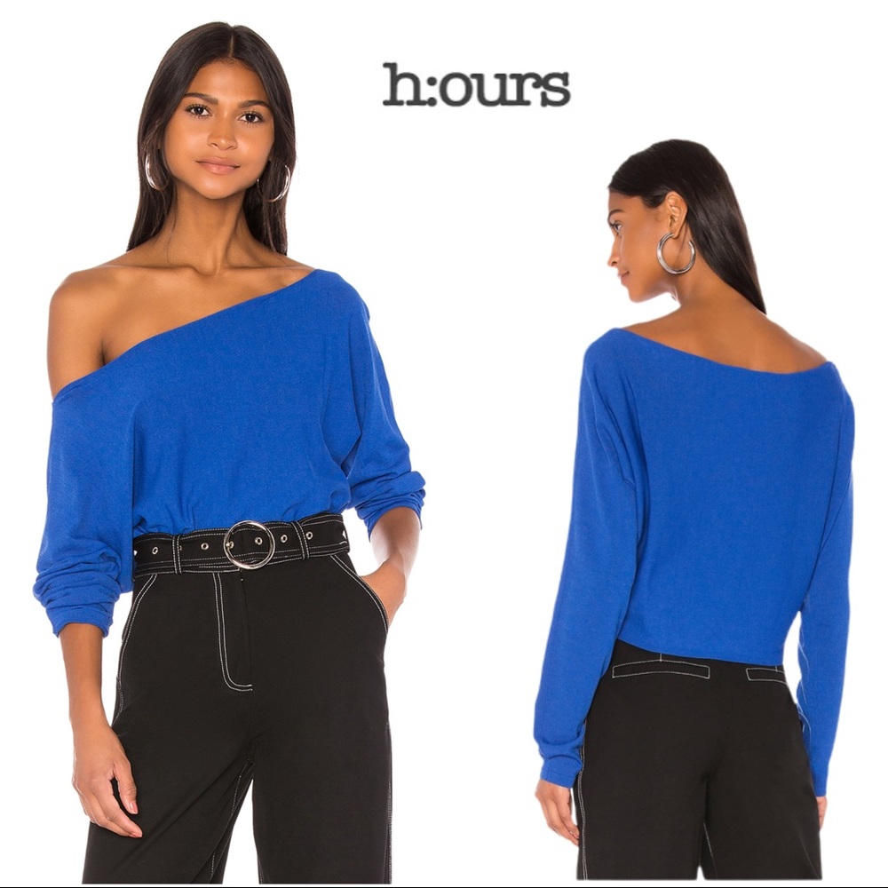 The H:OURS x REVOLVE Sera Blue Off Shoulder Sweater